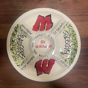 NWT University of Wisconsin UW Badgers Chip Dip Platter by Magnolia Lane